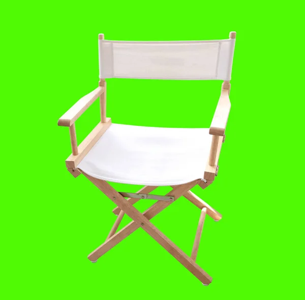 wooden chairs isolated on green background. canvas chairs with clipping path