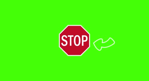Stop Mark Circle Motion Graphics Green Screen Background — Stock Video