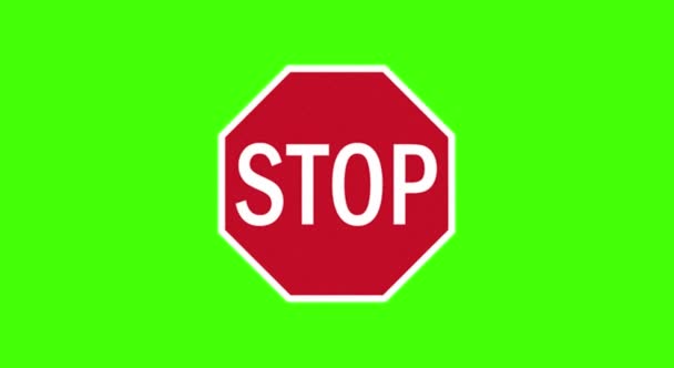 Stop Mark Circle Motion Graphics Green Screen Background — Stock Video