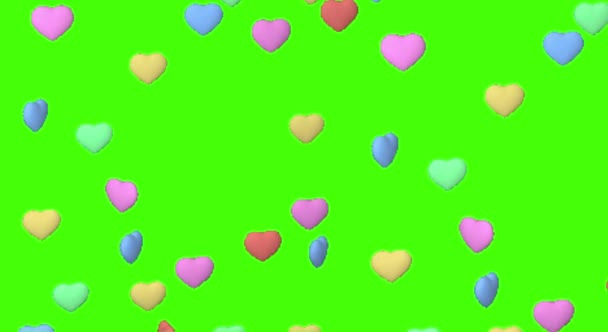 Cuori Amore Giorno Movimento Grafica Con Sfondo Schermo Verde — Video Stock