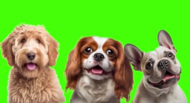 Yeşil ekranda mutlu köpek portresi