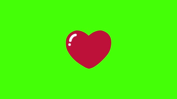 Сердца Любви День Движения Графики Зеленым Фоном Экрана — стоковое видео