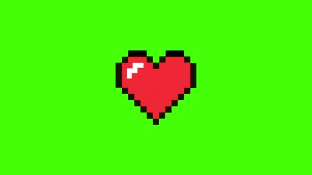 緑の画面の背景を持つ愛の日のモーショングラフィックスのための心 — ストック動画