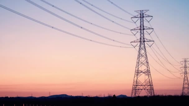 Conceito Segurança Energética Crise Energia Elétrica Novas Torres Transmissão Alta — Vídeo de Stock