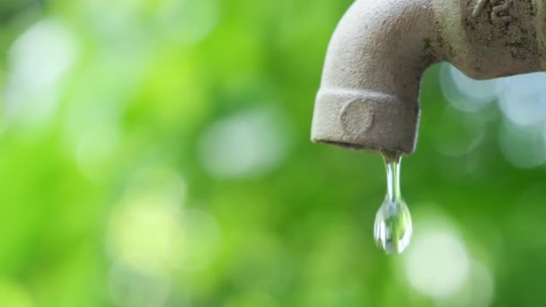 Conceito Crise Hídrica Água Pingar Uma Torneira Torneira Com Gotas — Vídeo de Stock