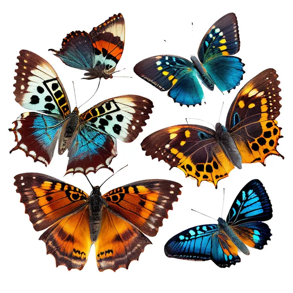 Красиві Метелики Ізольовані Білому Тлі — стокове фото