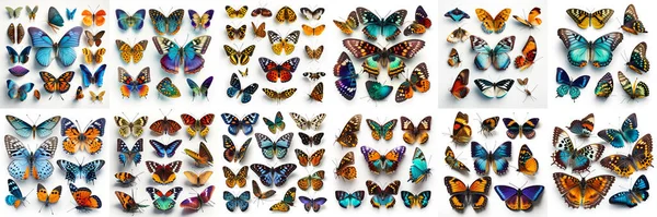 Красивые Бабочки Изолированы Белом Фоне — стоковое фото