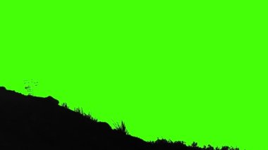 Yeşil ekranda dağ bisikleti süren birinin silueti. İçerik eklemek için bir kopyalama alanı var