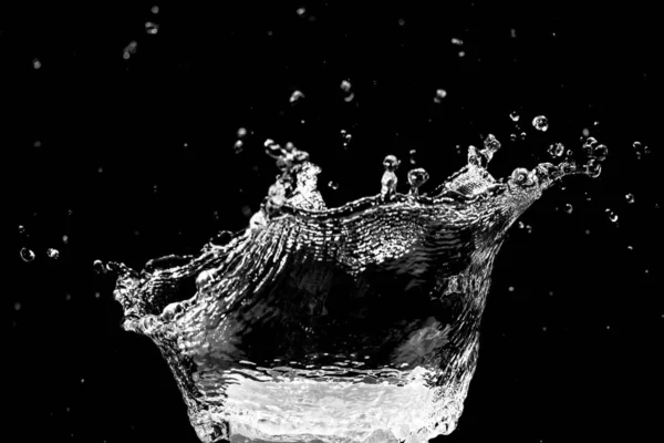 Víz Splash Fekete Háttér Díszítő Projektek — Stock Fotó