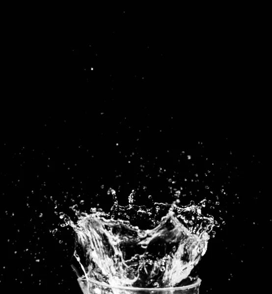 Water Splash Black Background Decorating Projects — Stock Photo, Image