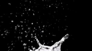 Siyah arkaplanda yavaş çekim 4X su sıçraması.
