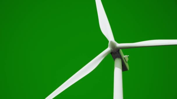 Video Cámara Lenta Grandes Turbinas Eólicas Girando Pantalla Verde — Vídeo de stock