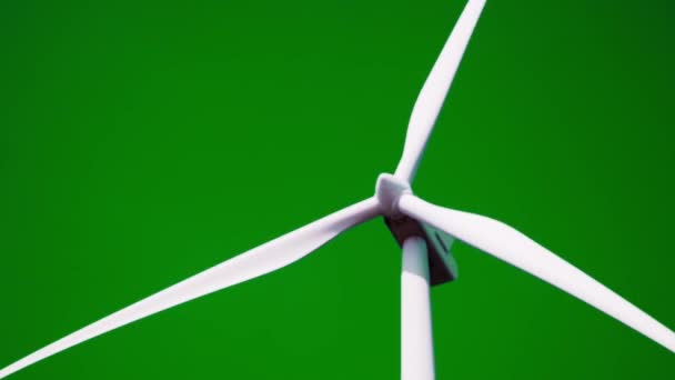 Video Cámara Lenta Grandes Turbinas Eólicas Girando Pantalla Verde — Vídeo de stock
