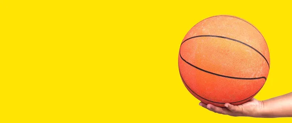 Palla Basket Mano Basket Mano Con Percorso Ritaglio — Foto Stock