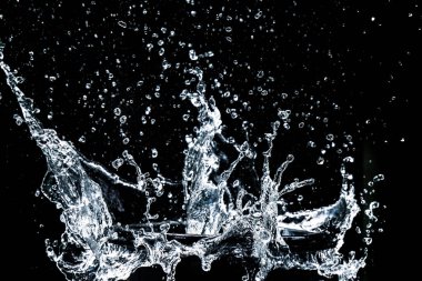 Splashing water on a black background. water splash refreshing black background
