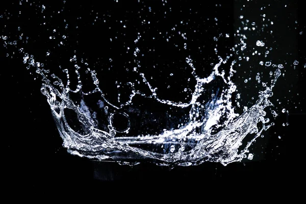 Розщеплення Води Чорному Тлі Водяне Бризкування Освіжаючий Чорний Фон — стокове фото