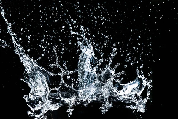 Splashing Water Black Background Water Splash Refreshing Black Background — Stockfoto