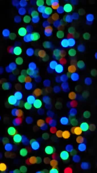 Christmas Colorful Bokeh Black Background — Vídeo de Stock