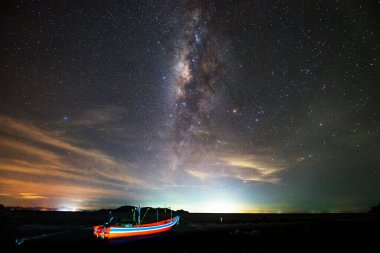 Gece gökyüzünde Samanyolu Galaksisi