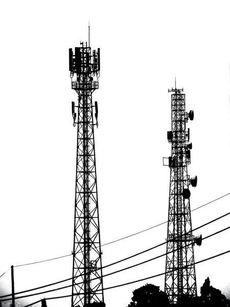 Телекоммуникационная Башня Антеннами Антенна Небе Башня Антеннами Антенна Телефона — стоковое фото