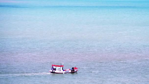 Lonely Fishing Boat Vast Sea — Stock Video
