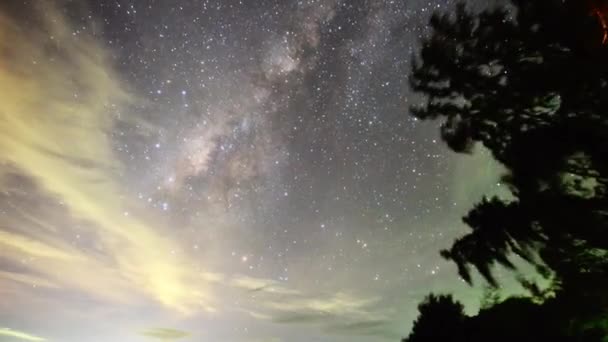 Прекрасный Вид Ночное Небо Звездами Расписание — стоковое видео