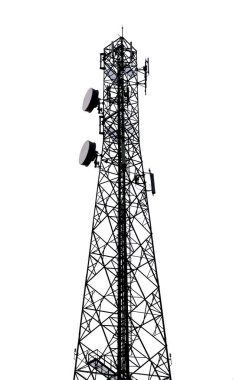 İletişim anten kuleleri. Antenli telekomünikasyon kuleleri. Baz istasyonu. Radyo anten kulesi. kırpma yolu ile