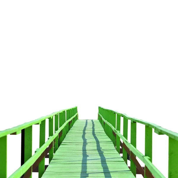 Puente Madera Verde Sobre Fondo Color Con Camino Recorte Fácil — Foto de Stock