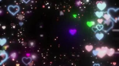 Aşk ve sevgililer gününde dekorasyon projeleri için kalp şekillerinin video animasyonu.