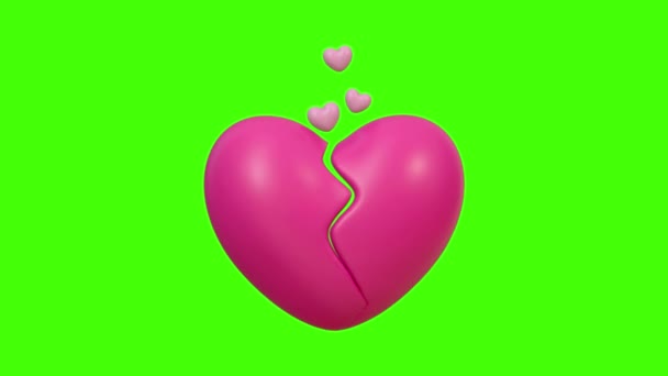 Разбитое Сердце Шрамами Разбитого Сердца Зеленом Фоне Экрана Разбитое Сердце — стоковое видео