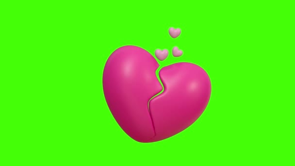 Разбитое Сердце Шрамами Разбитого Сердца Зеленом Фоне Экрана Разбитое Сердце — стоковое видео