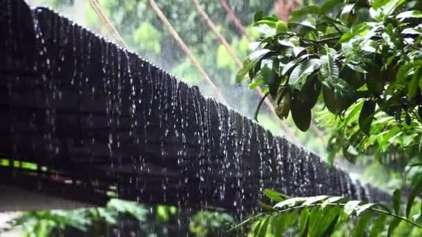 Lassú Mozgás Esőcseppek Esik Tetőről — Stock videók