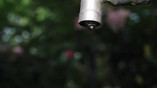 Escasez Agua Concepto Crisis Agua Grifo Con Poca Agua Saliendo — Vídeo de stock
