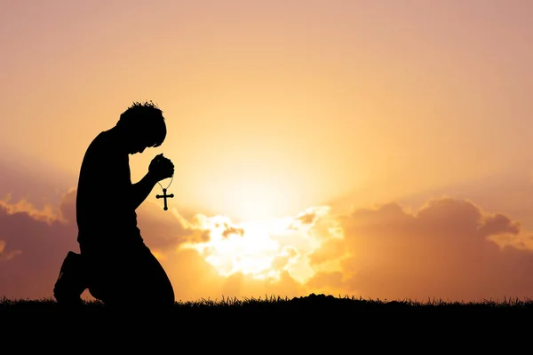 Lonely Desperate Man Praying God — Stock Photo, Image
