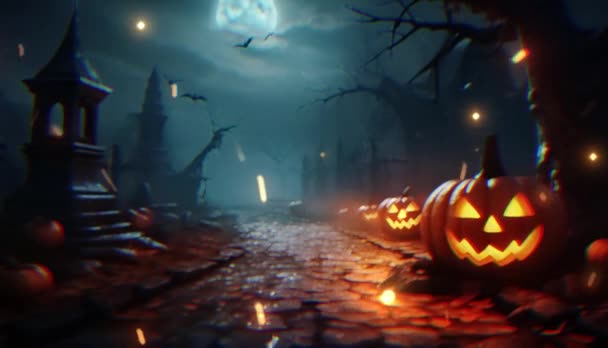 Video Fondo Para Festival Halloween Tiene Calabazas Fantasma Efectos — Vídeo de stock