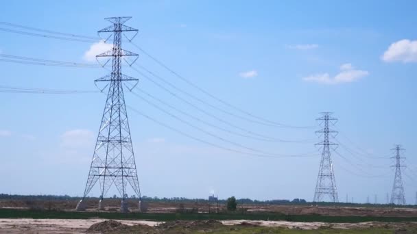 High Voltage Transmission Towers Complex Steel Structures — Wideo stockowe