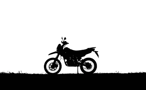 Silhueta Uma Motocicleta Preto Branco — Fotografia de Stock