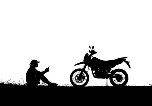 Motosikletli Bir Adam Yolda — Stok fotoğraf