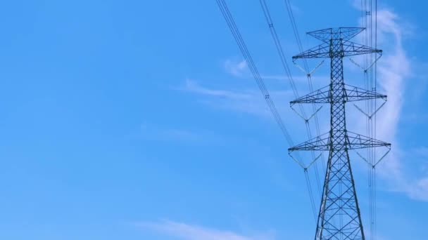 High Voltage Transmission Towers Complex Steel Structures — Stock Video