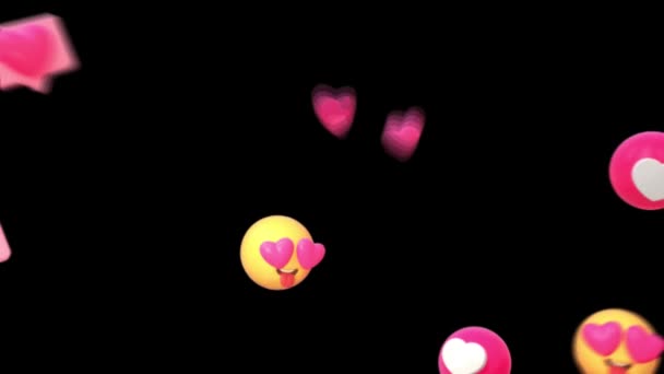 Αφηρημένο Φόντο Emojis Μέσα Κοινωνικής Δικτύωσης Της Καρδιάς Smilies — Αρχείο Βίντεο