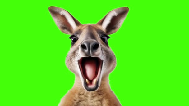 Lustiges Känguru Video Auf Grünem Hintergrund — Stockvideo