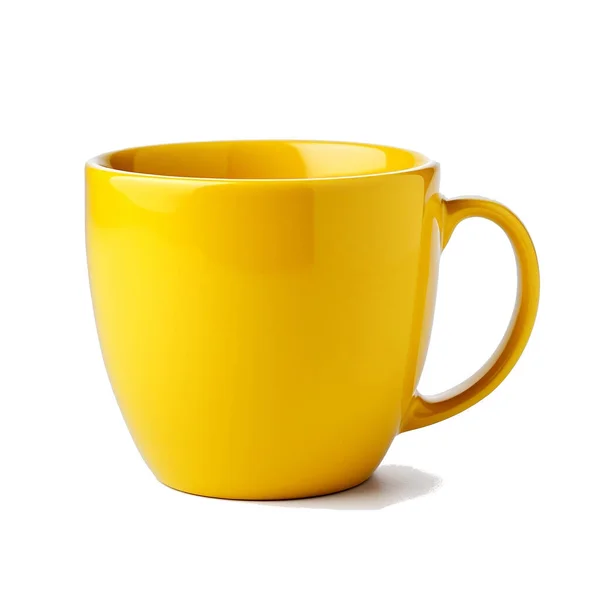 Yellow Coffee Cup White Background Clipping Path — Stock Photo, Image