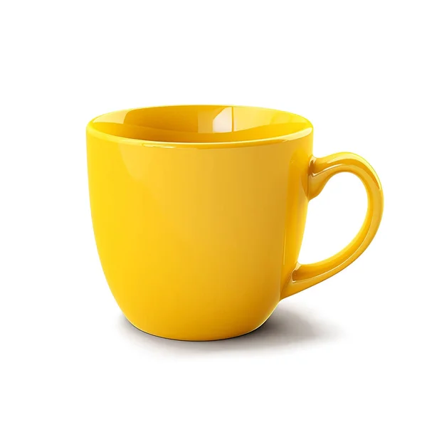 Gelbe Kaffeetasse Auf Weißem Hintergrund Mit Clipping Pfad Stockfoto