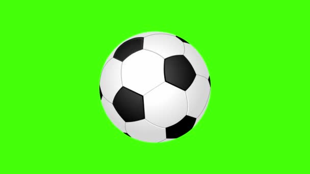 Футбольный Мяч Изолирован Зеленом Фоне — стоковое видео