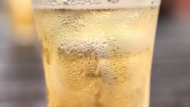 Water Droplets Beer Glass Festive Christmas New Year Celebration Concept — Stock Video