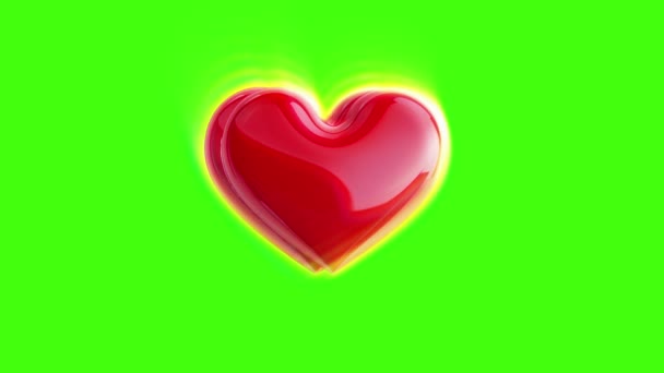 Corazón Rojo Animado Sobre Fondo Verde Para Decoración Día San — Vídeo de stock