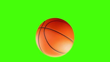 Yeşil ekran arkaplanındaki bir basketbol topunun canlandırması