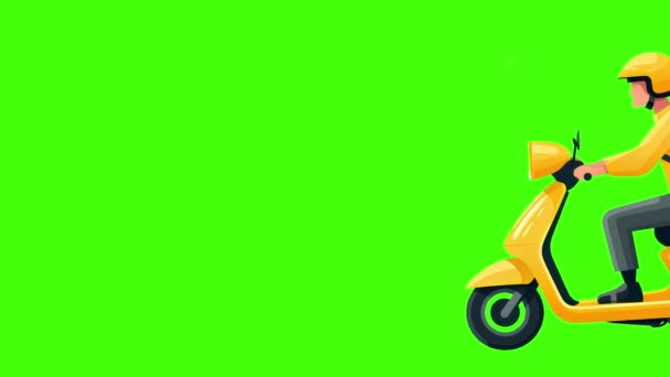 Анімація Драйвера Доставки Кермом Скутера Фоні Зеленого Екрана — стокове відео