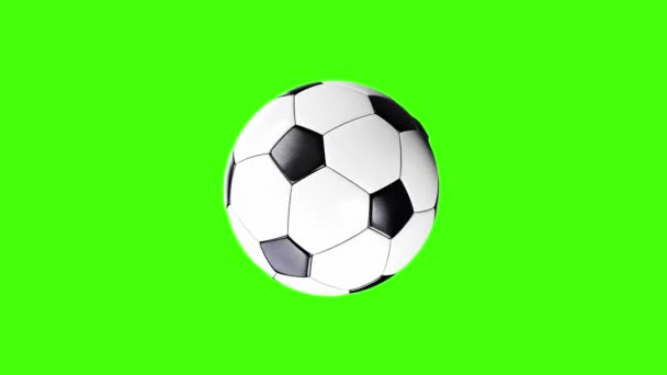Анімація Футбольного Яча Крутиться Зеленому Екрані — стокове відео
