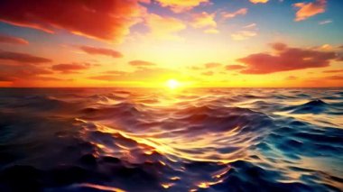 Deniz manzaralı güzel gün batımı animasyonu 